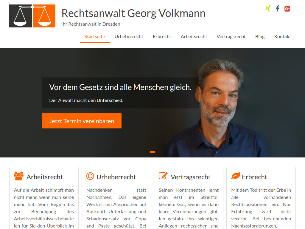 Website von Rechtsanwalt Georg Volkmann in Dresden
