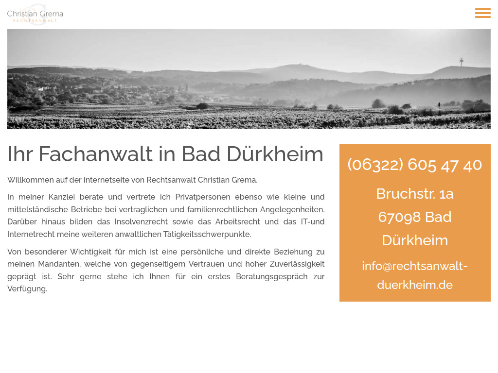 Website von Rechtsanwalt Christian Grema in Bad Dürkheim