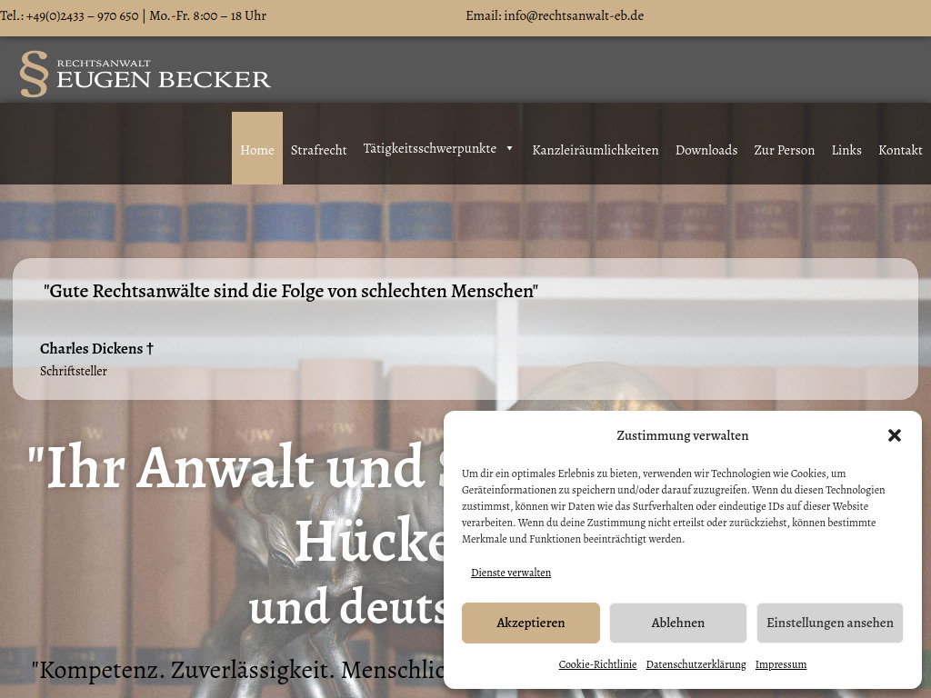 Website von Rechtsanwaltskanzlei Eugen Becker in Hückelhoven