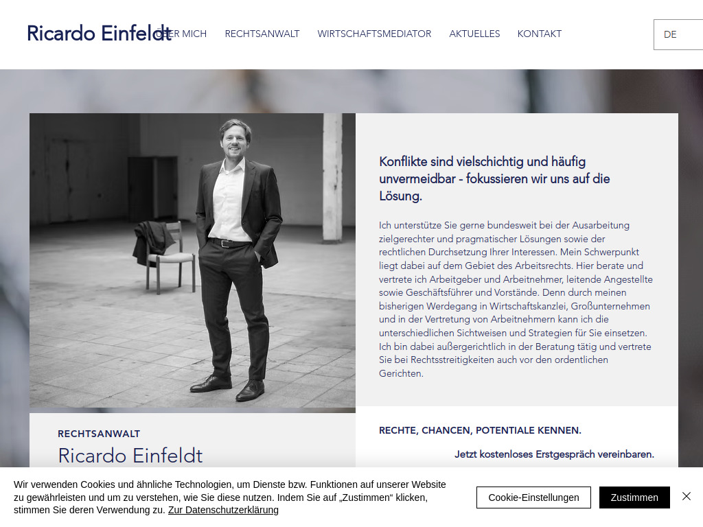 Website von Ricardo Einfeldt in Hamburg