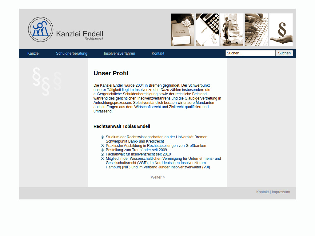 Website von Kanzlei Endell