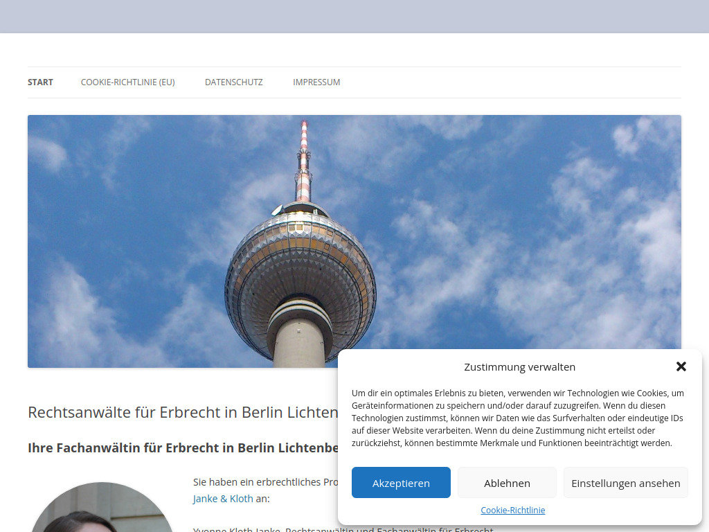 Website von Janke & Kloth, Partnerschaft von Rechtsanwälten in Berlin