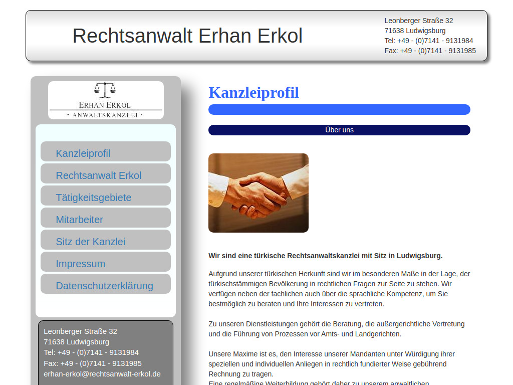 Website von Rechtsanwalt Erhan Erkol in Ludwigsburg