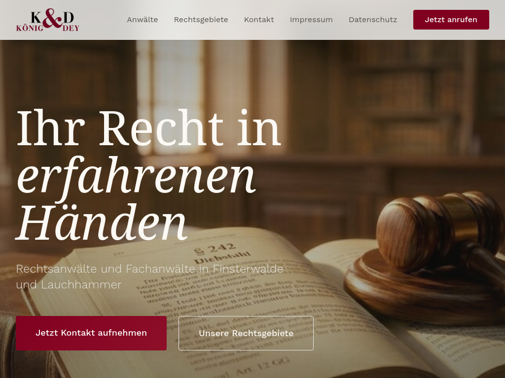 Website von Rechtsanwälte König & Dey in Finsterwalde