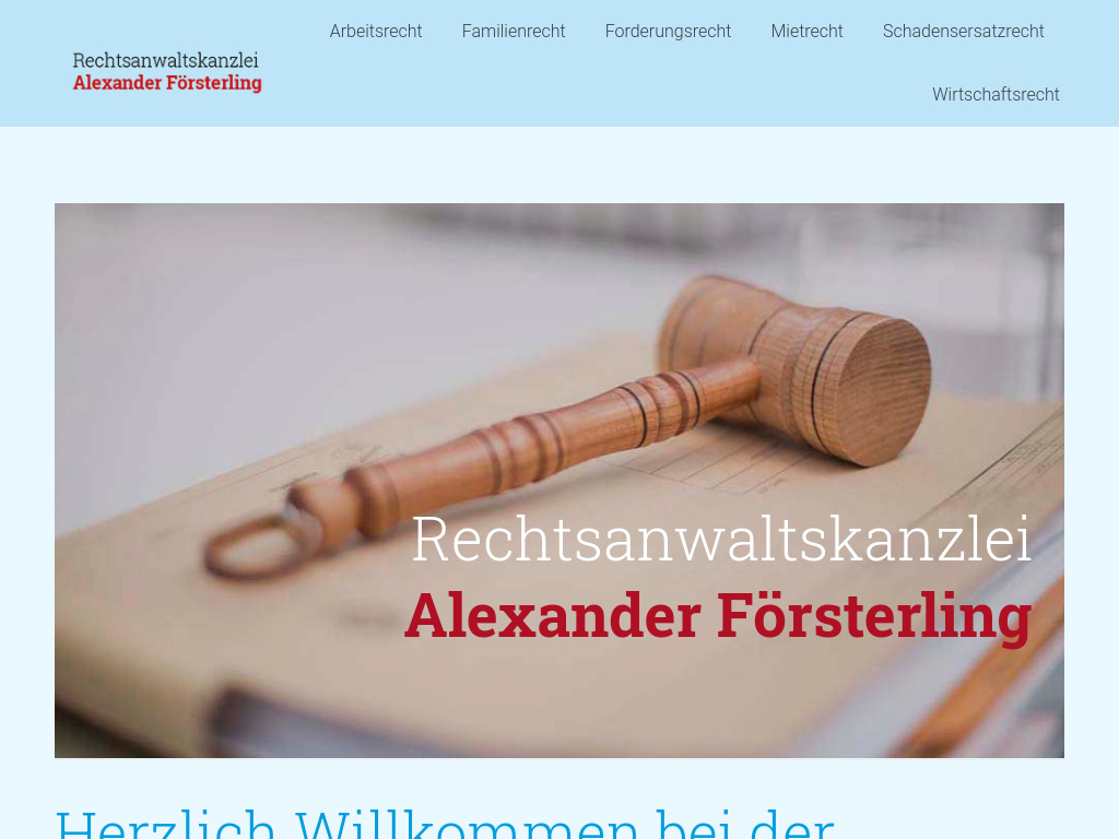 Website von Rechtsanwaltskanzlei Alexander Försterling in Hamburg