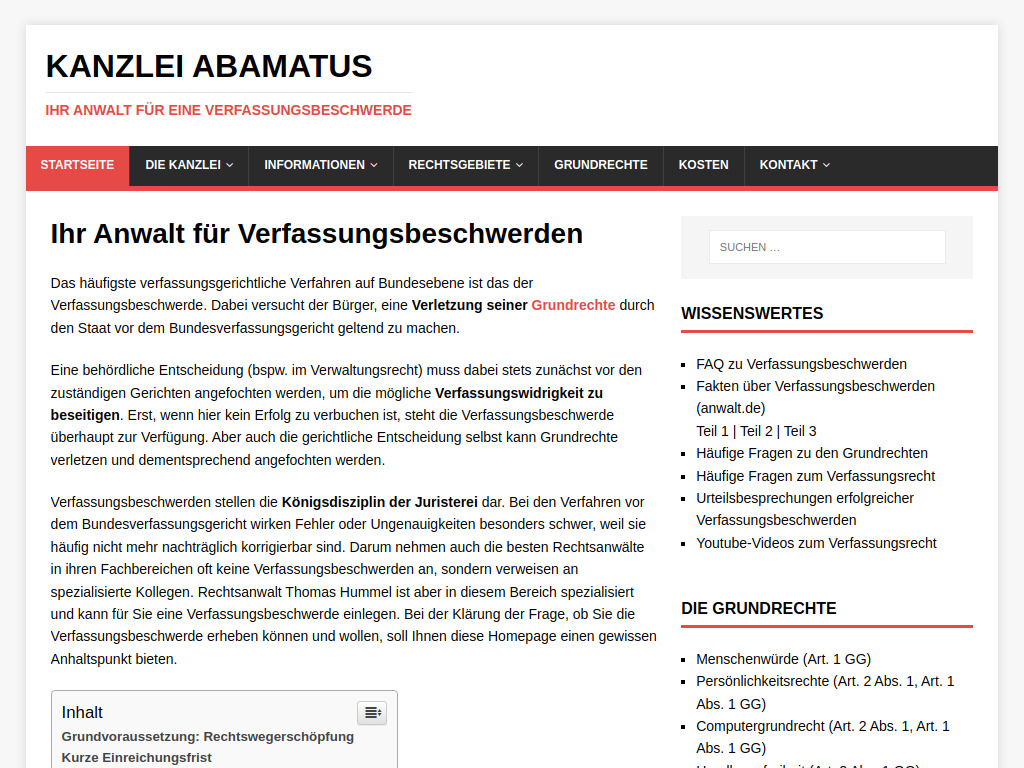 Website von Kanzlei Abamatus in München