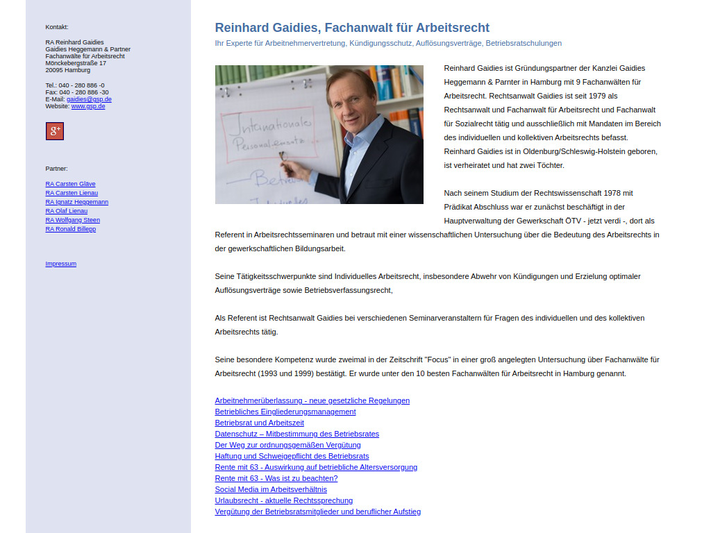 Website von Gaidies Heggemann & Partner in Hamburg