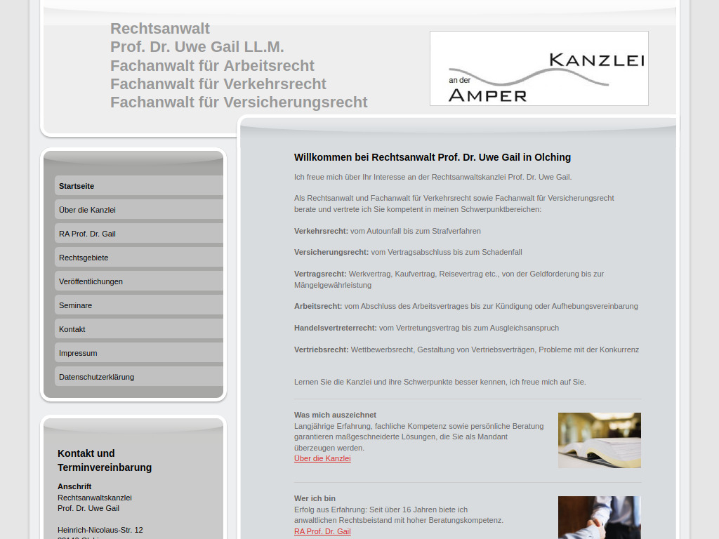Website von Rechtsanwaltskanzlei Prof. Dr. Gail in Olching