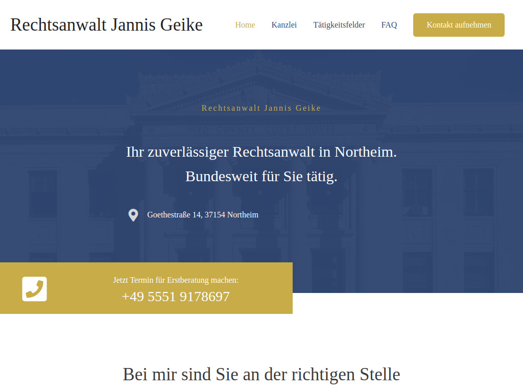 Website von Rechtsanwalt Jannis Geike in Northeim