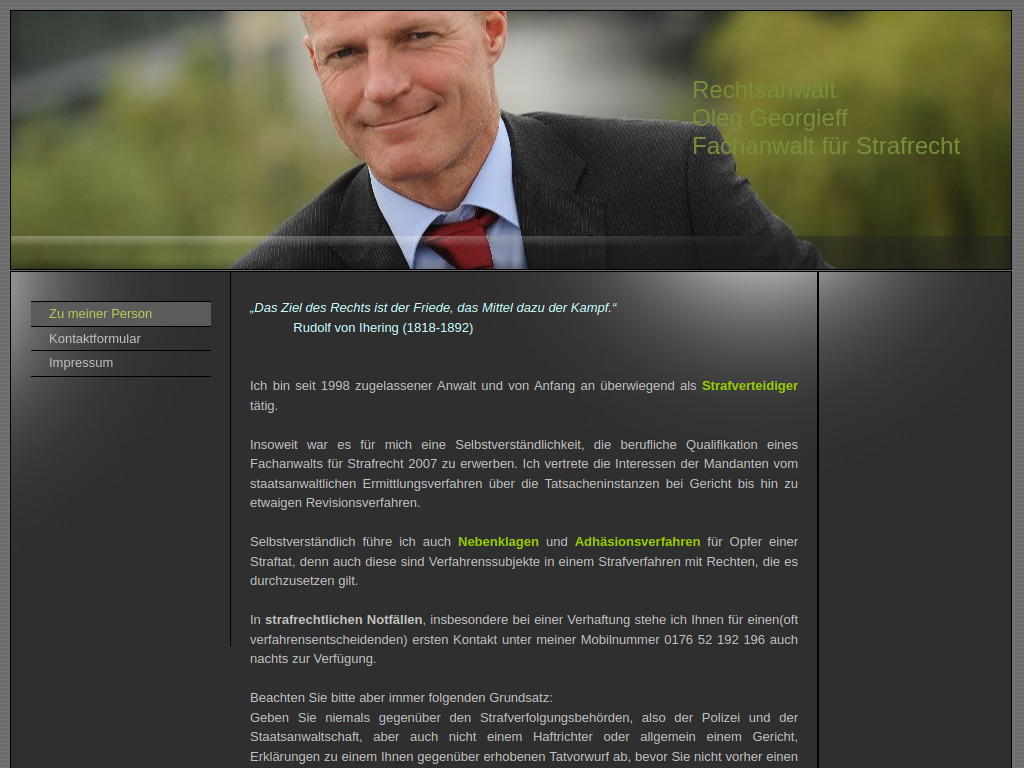 Website von Rechtsanwaltskanzlei Oleg Georgieff