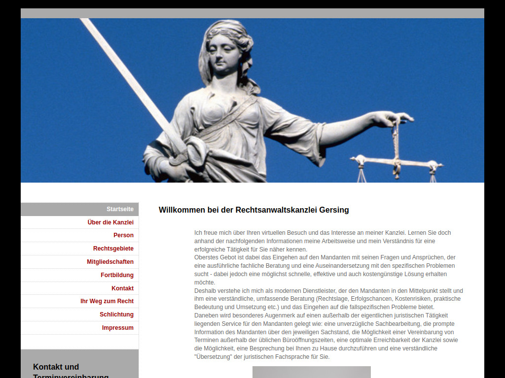 Website von Rechtsanwaltskanzlei Gersing in Saarlouis