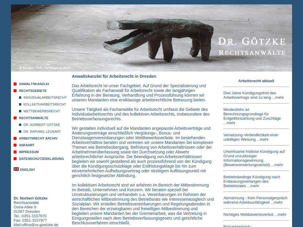 Website von Rechtsanwälte Dr. Götzke in Dresden