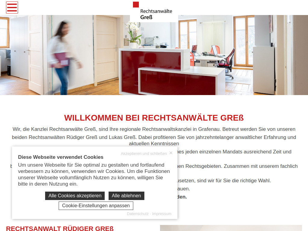Website von Rechtsanwälte Greß GbR in Grafenau