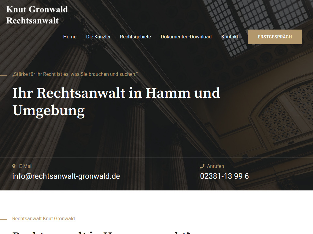 Website von Rechtsanwaltskanzlei Knut Gronwald in Hamm