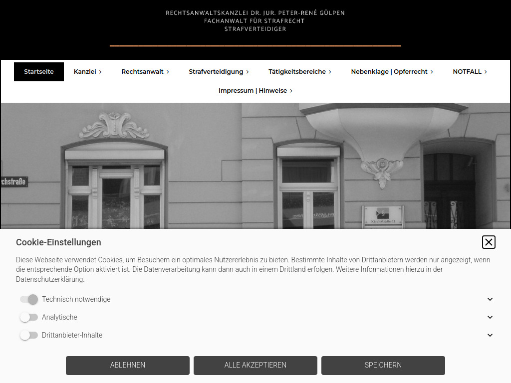 Website von Rechtsanwaltskanzlei Dr. jur. Peter-René Gülpen in Troisdorf