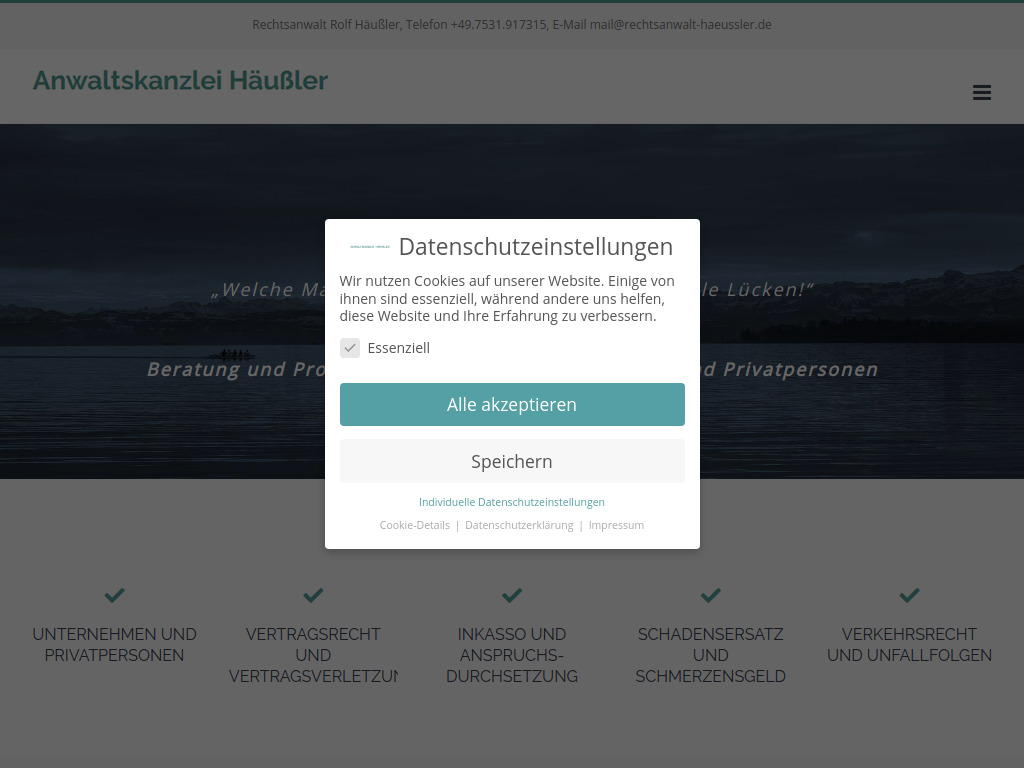 Website von Anwaltskanzlei Häußler in Konstanz