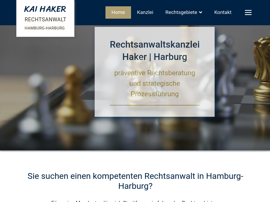Website von Kai Haker - Rechtsanwaltskanzlei in Hamburg-Harburg