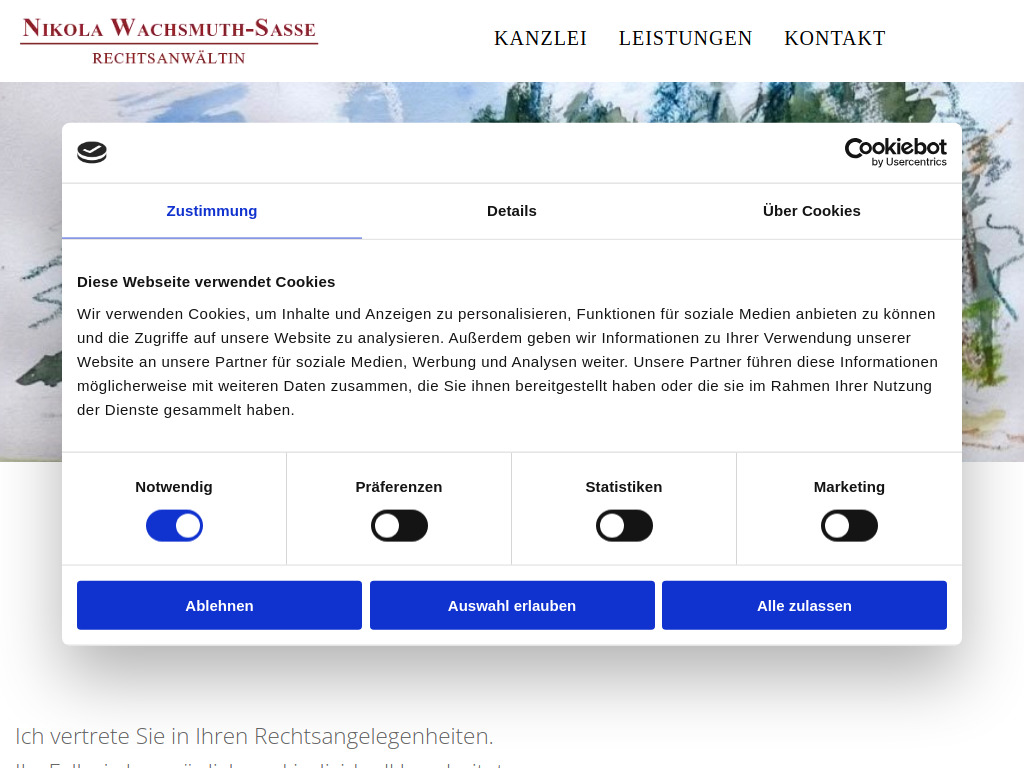 Website von Nikola Wachsmuth-Sasse - Rechtsanwalt Kanzlei Hambergen