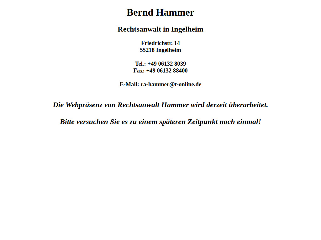 Website von Rechtsanwalt Hammer in Ingelheim