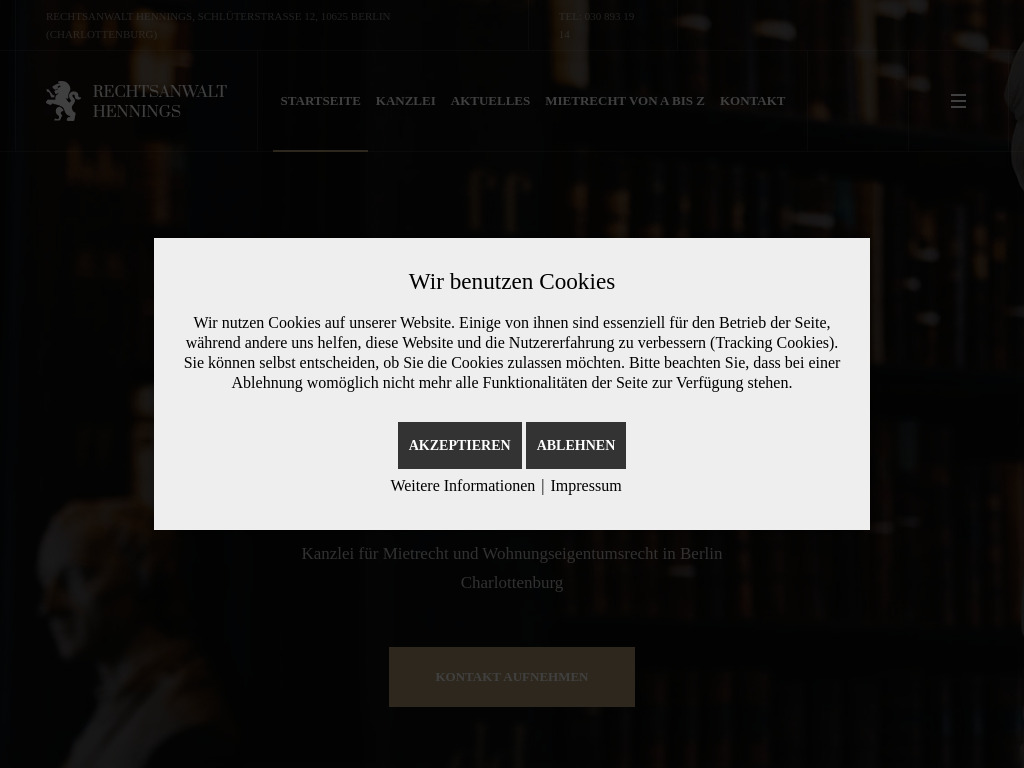 Website von Rechtsanwaltskanzlei Hennings in Berlin