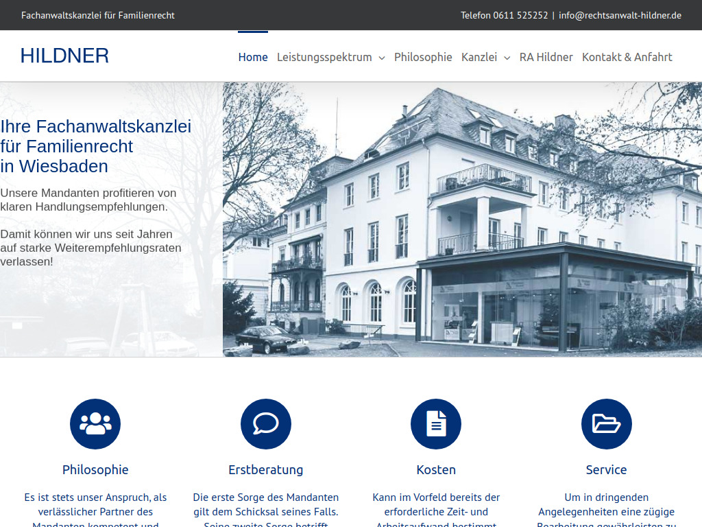 Website von HILDNER Fachanwaltskanzlei für Familienrecht in Wiesbaden