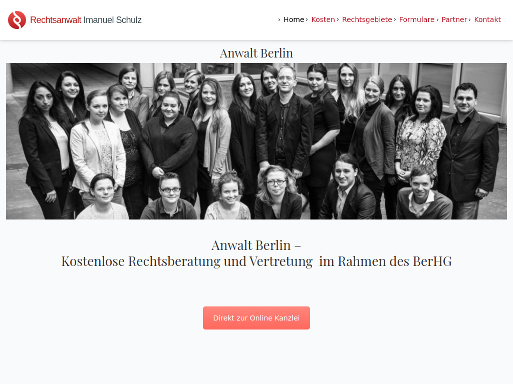 Website von Rechtsanwalt Imanuel Schulz in Berlin