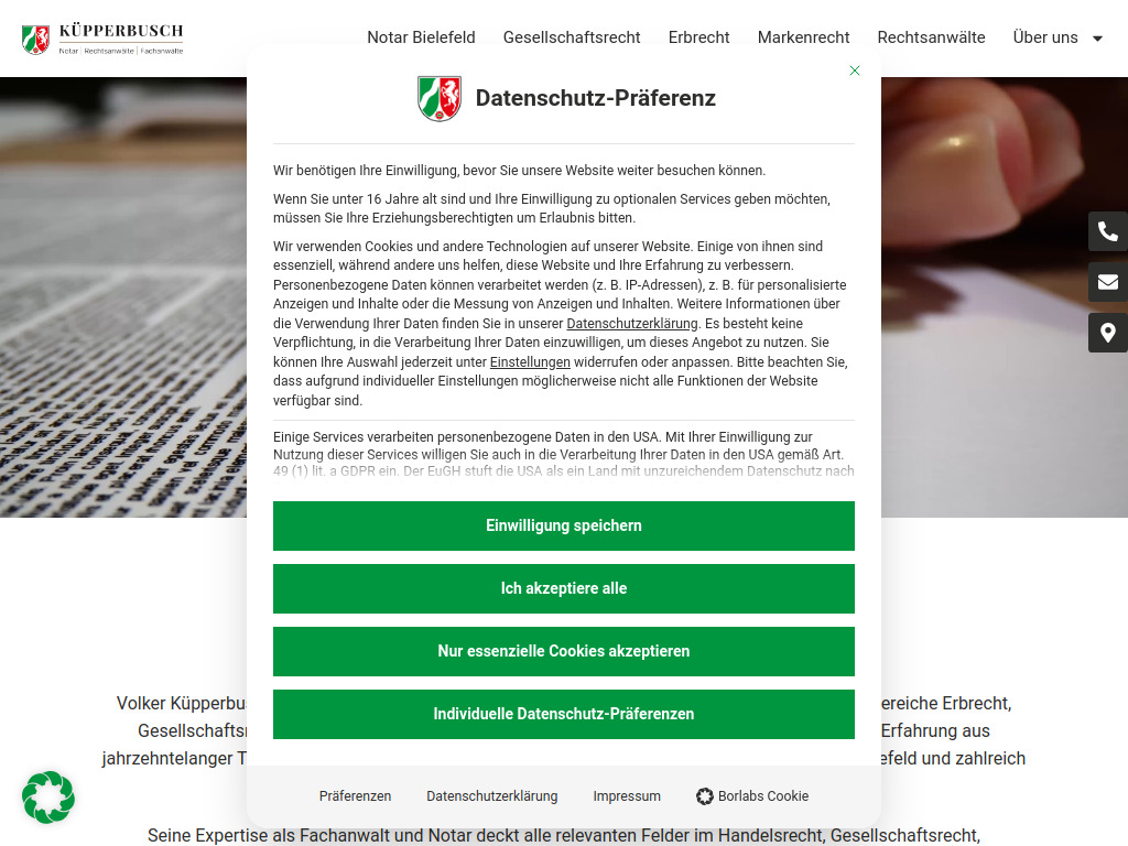Website von Kanzlei Küpperbusch in Bielefeld
