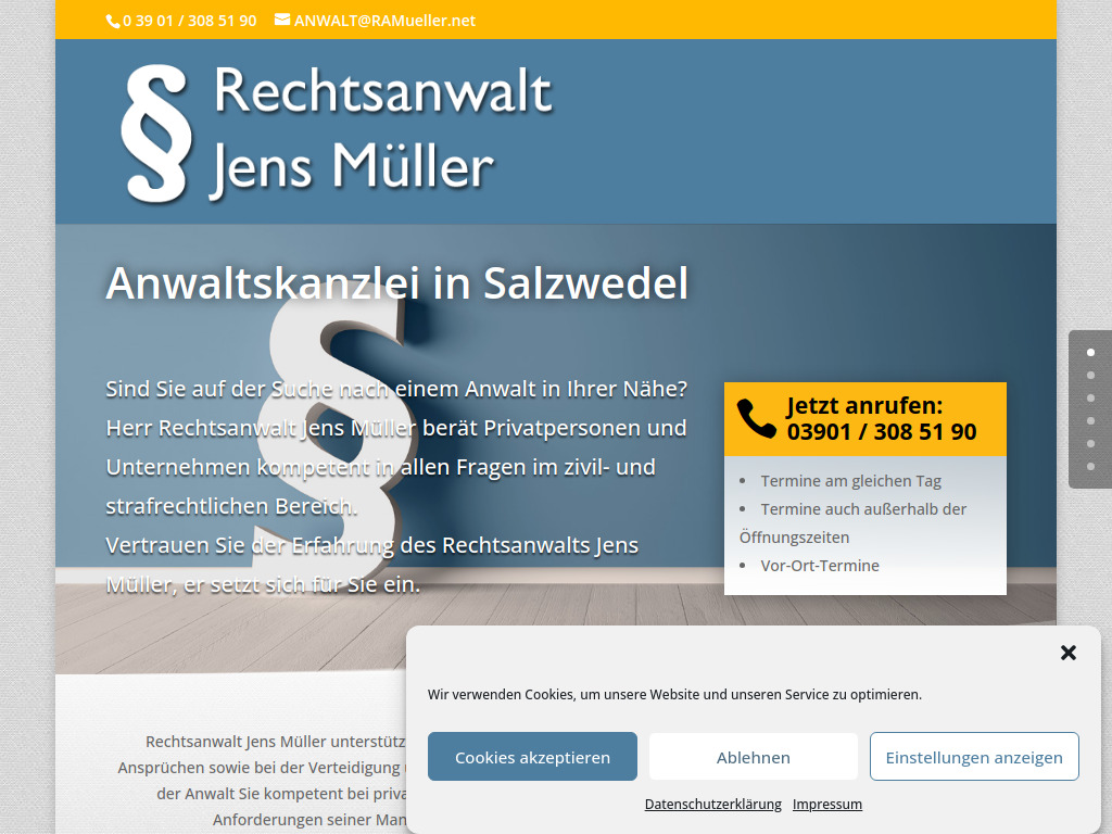 Website von Rechtsanwalt Jens Müller in Salzwedel