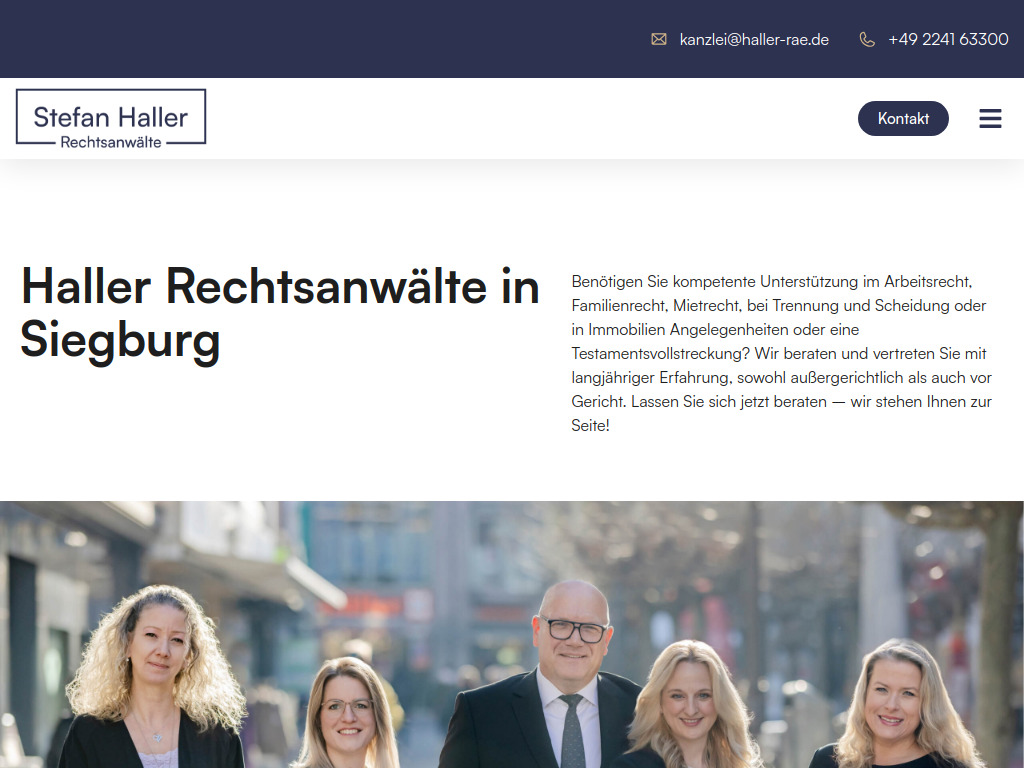 Website von Rechtsanwaltskanzlei Stefan Haller in Siegburg