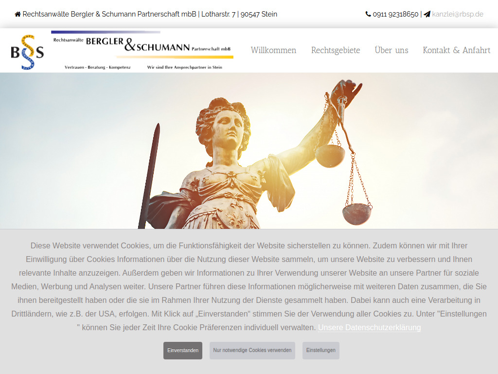 Website von Rechtsanwälte Bergler & Schumann Partnerschaft mbB in Stein