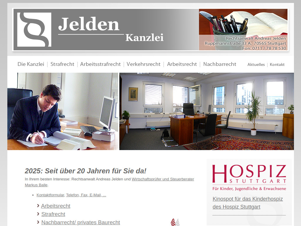 Website von Rechtsanwaltskanzlei Andreas Jelden