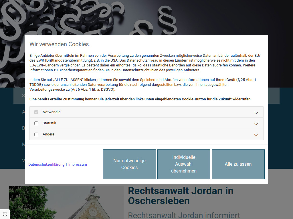 Website von RON JORDAN RECHTSANWALT in Oschersleben