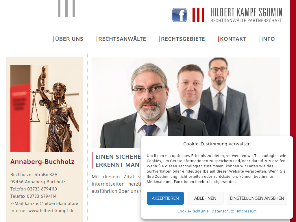 Website von Hilbert | Kampf | Sgumin | Rechtsanwälte Partnerschaft in Annaberg-Buchholz