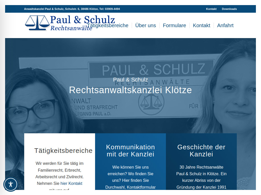 Website von Anwaltskanzlei Paul & Schulz in Klötze