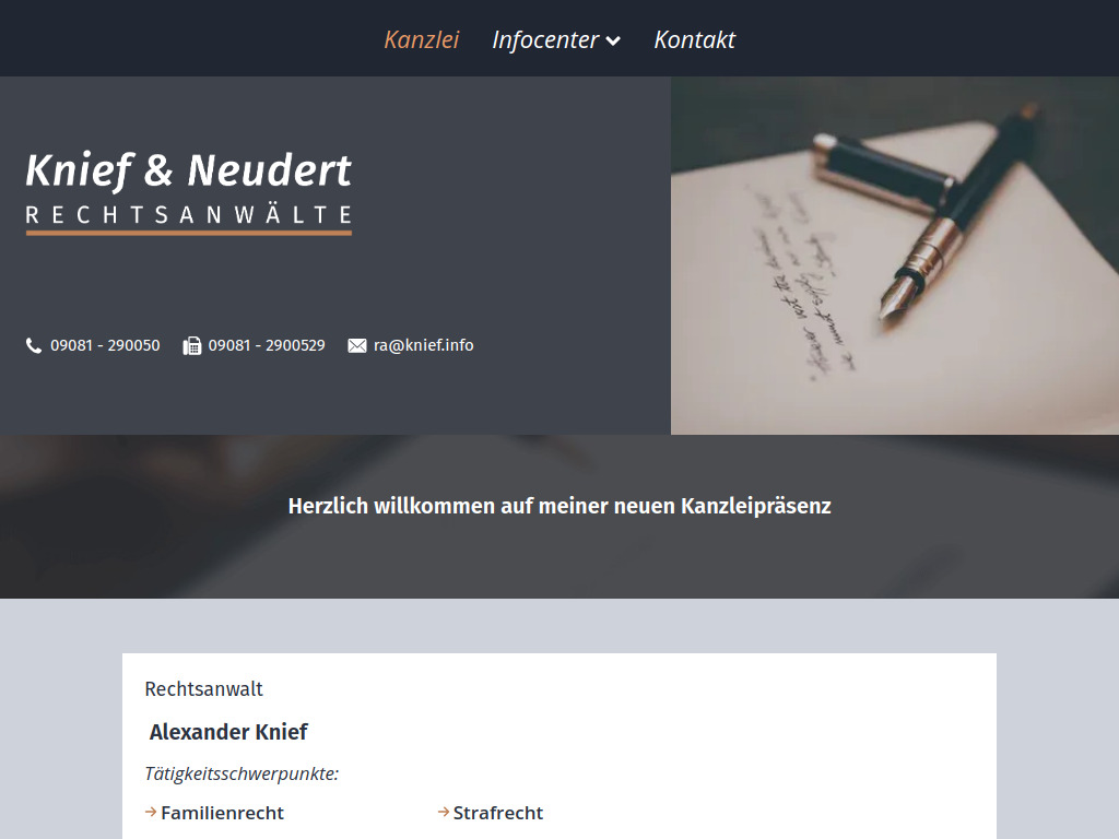 Website von Rechtsanwälte Knief & Neudert in Nördlingen