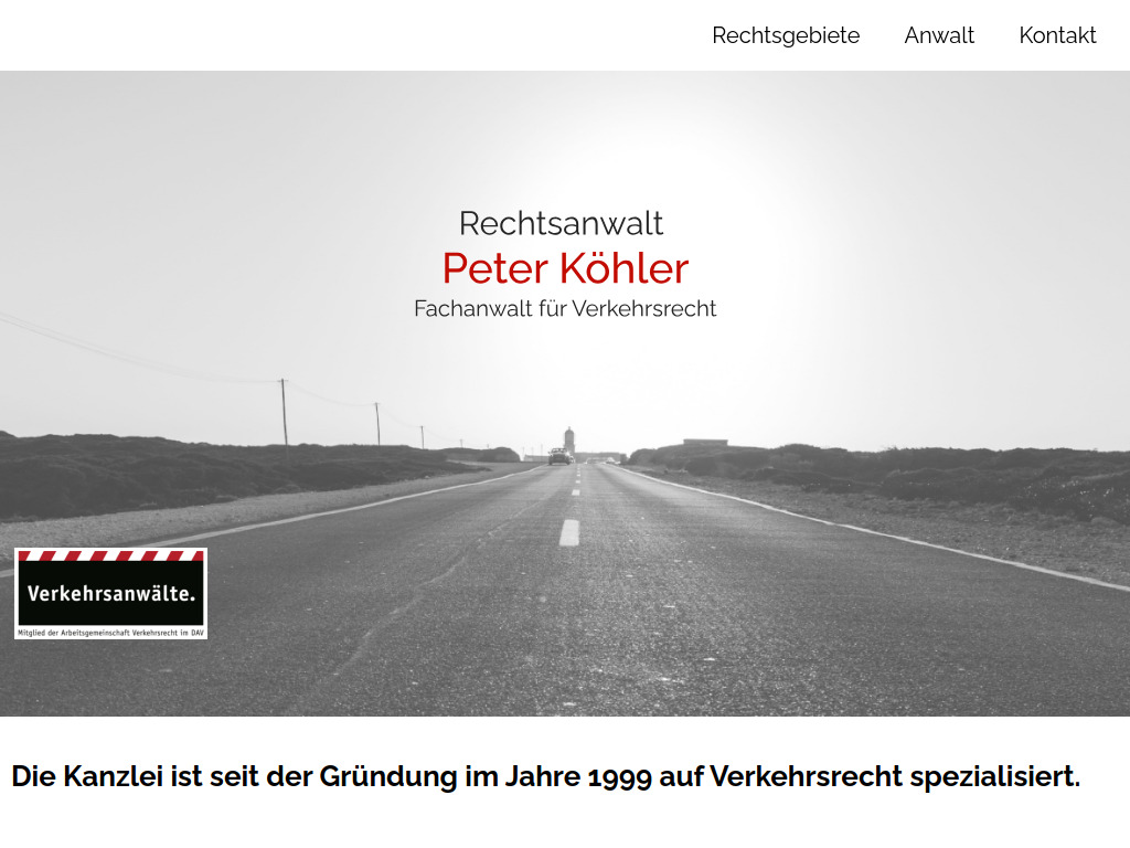 Website von Rechtsanwalt Peter Köhler in Krefeld
