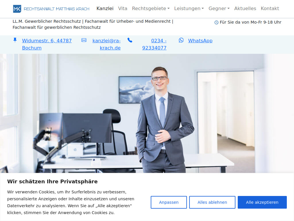 Website von Rechtsanwalt Matthias Krach in Bochum