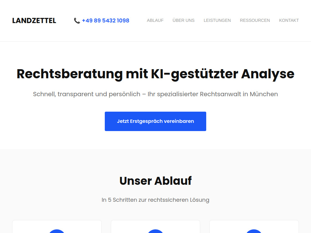 Website von Rechtsanwalt Landzettel München in München