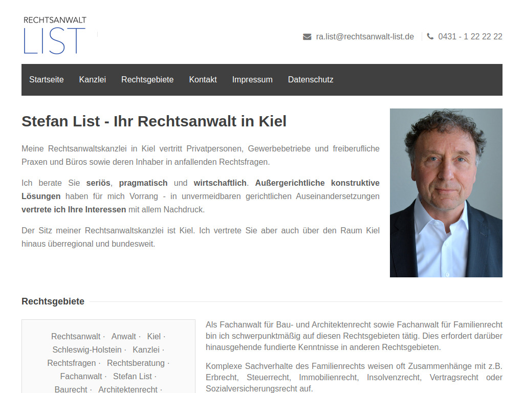 Website von Rechtsanwalt Stefan List in Kiel
