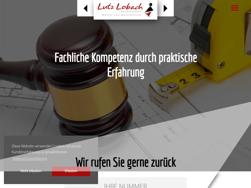 Website von Anwaltskanzlei Lutz Lobach in Kriftel