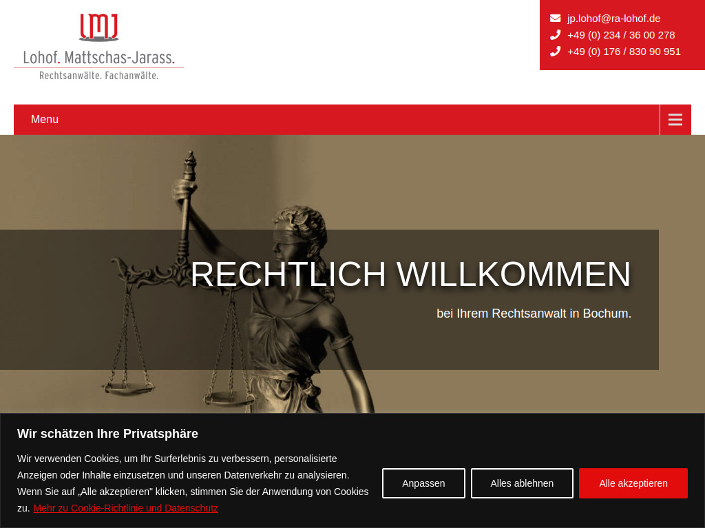 Website von Rechtsanwalt Jean-Pascal Lohof in Bochum