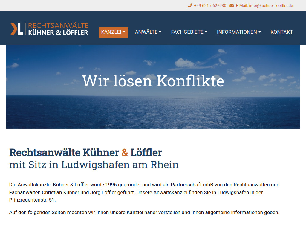 Website von Kühner & Löffler PartGmbB in Ludwigshafen