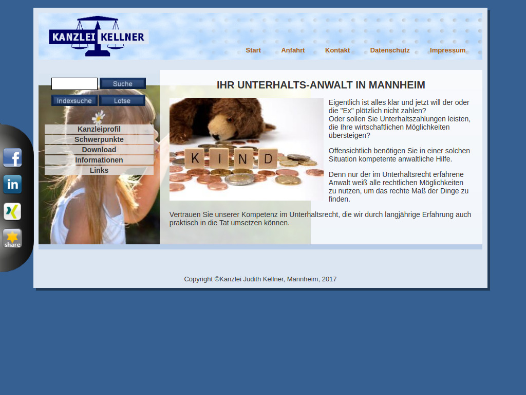 Website von Kanzlei Judith Kellner in Mannheim