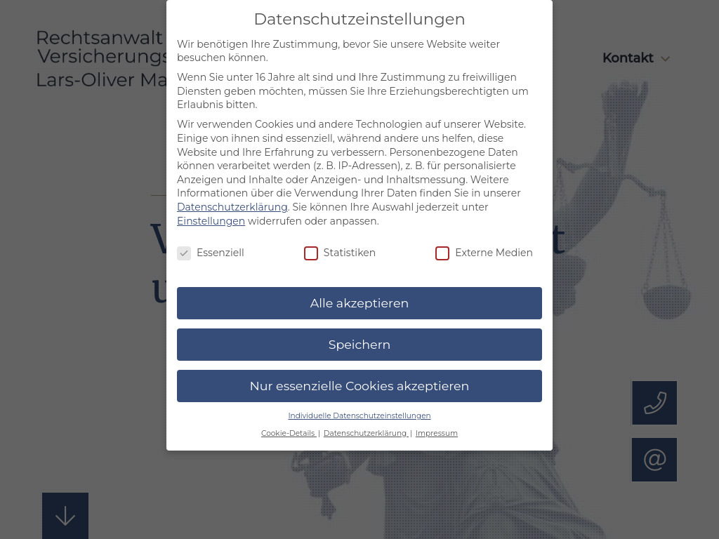 Website von Rechtsanwalt und Versicherungsberater Lars-Oliver Manß in Essen