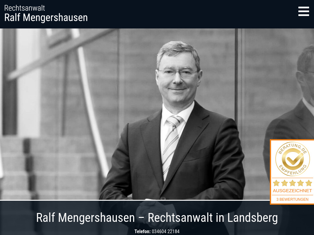 Website von Rechtsanwalt Ralf Mengershausen in Landsberg
