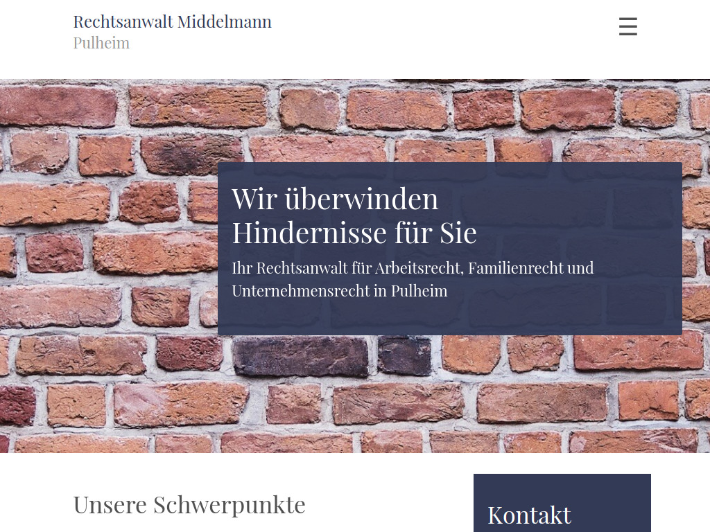 Website von Rechtsanwalt Peter Middelmann in Pulheim