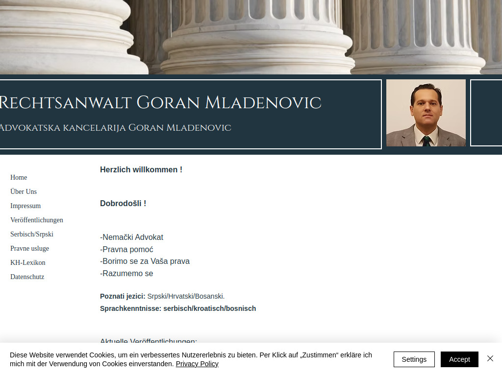 Website von Rechtsanwaltskanzlei Mladenovic in Leichlingen