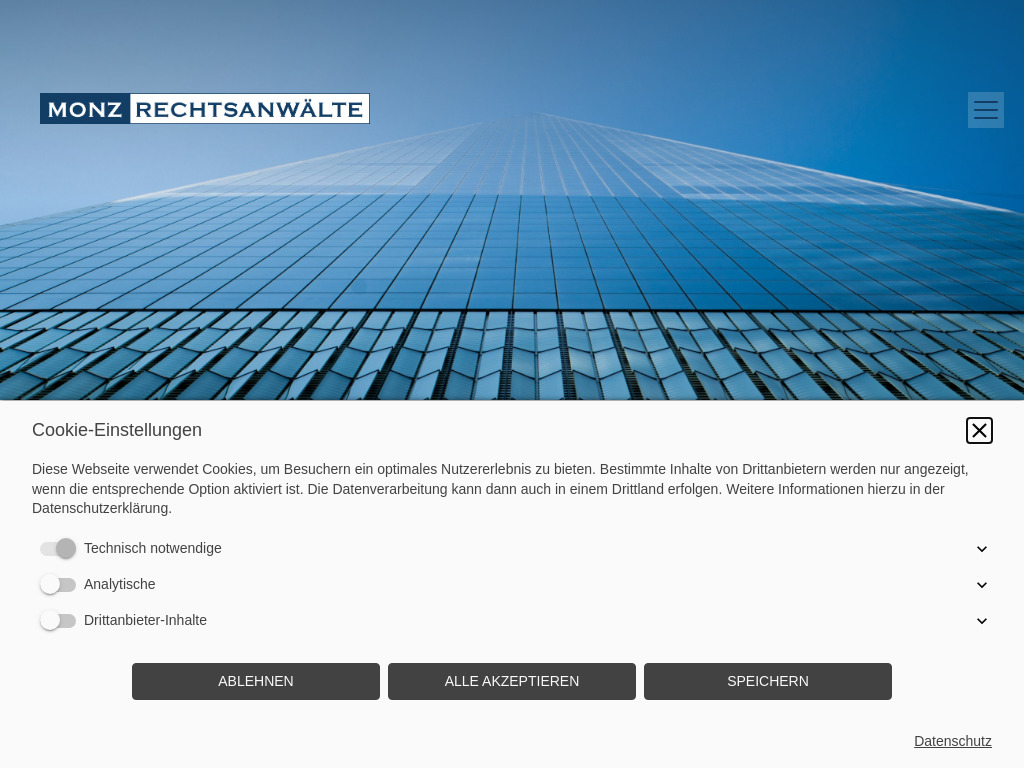 Website von MONZ Rechtsanwälte in Potsdam