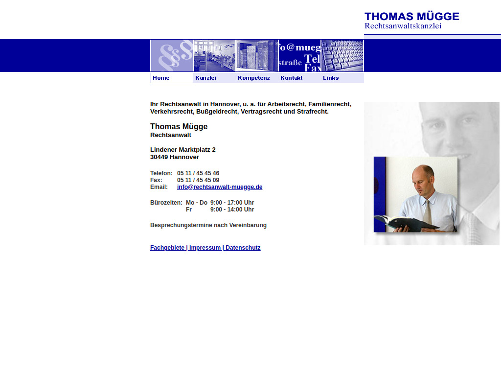Website von Rechtsanwalt Thomas Mügge in Hannover