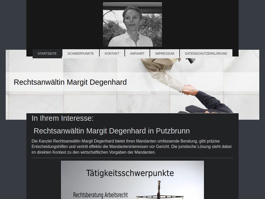 Website von Rechtsanwältin Margit Degenhard in Putzbrunn